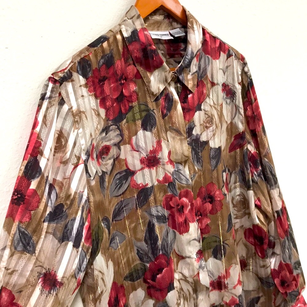 Alfred Dunner Floral Button-up Shirt